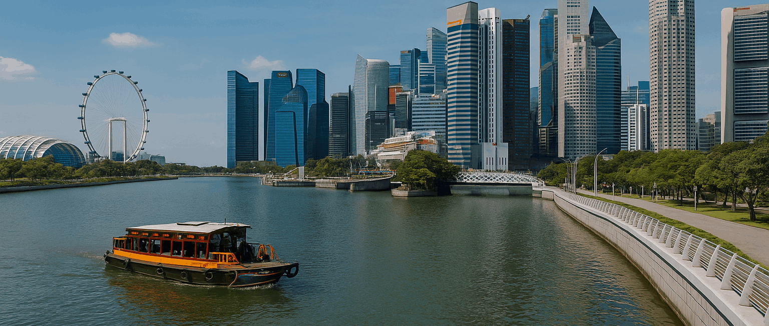 Singapore skyline featuring Marina Bay Sands and the Merlion – highlights of a 3-day itinerary with the Easy Pass for international tourists