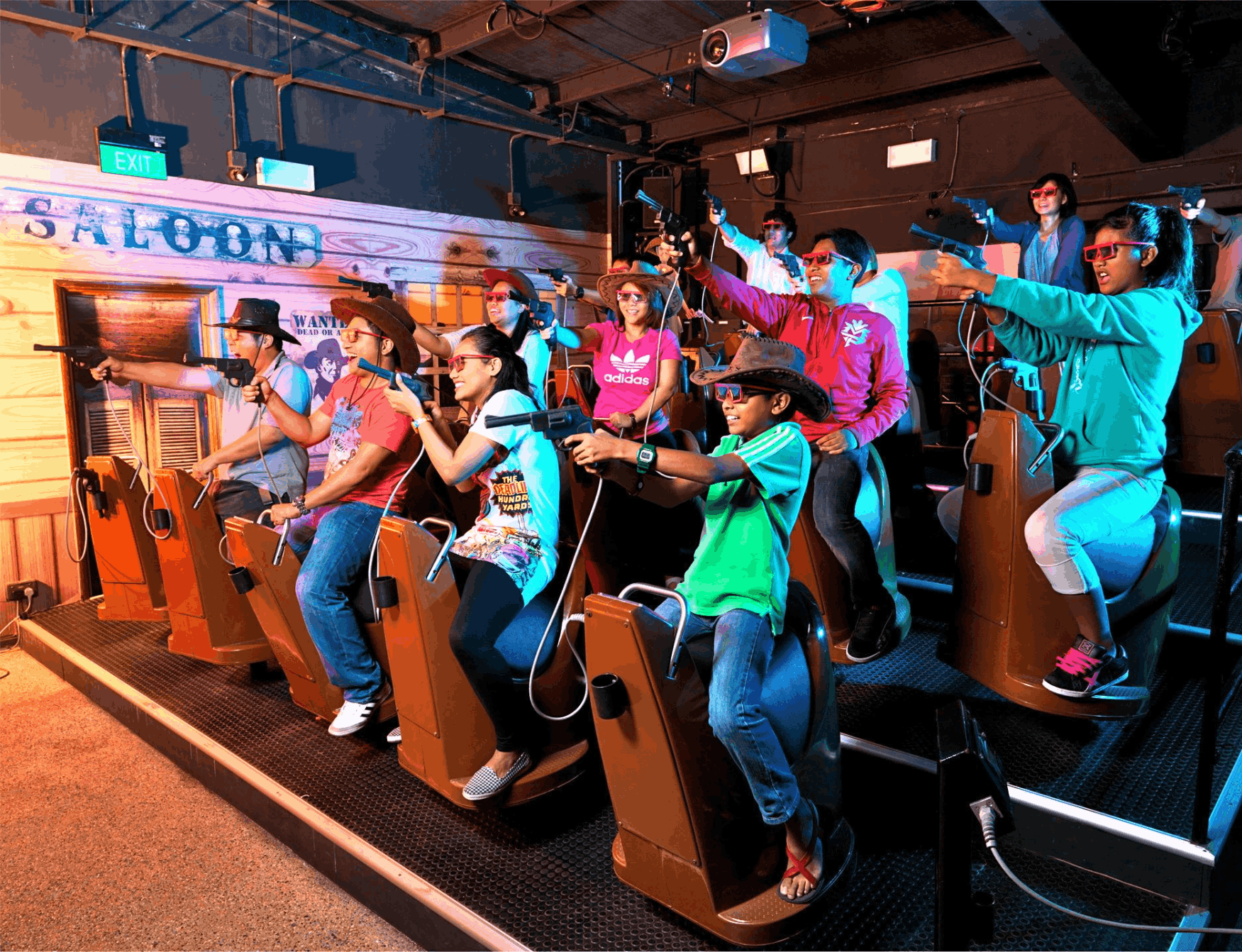 Thrill-seekers enjoying 4D rides at Sentosa’s AdventureLand – action-packed attraction included in the 3-day Singapore Easy Pass itinerary