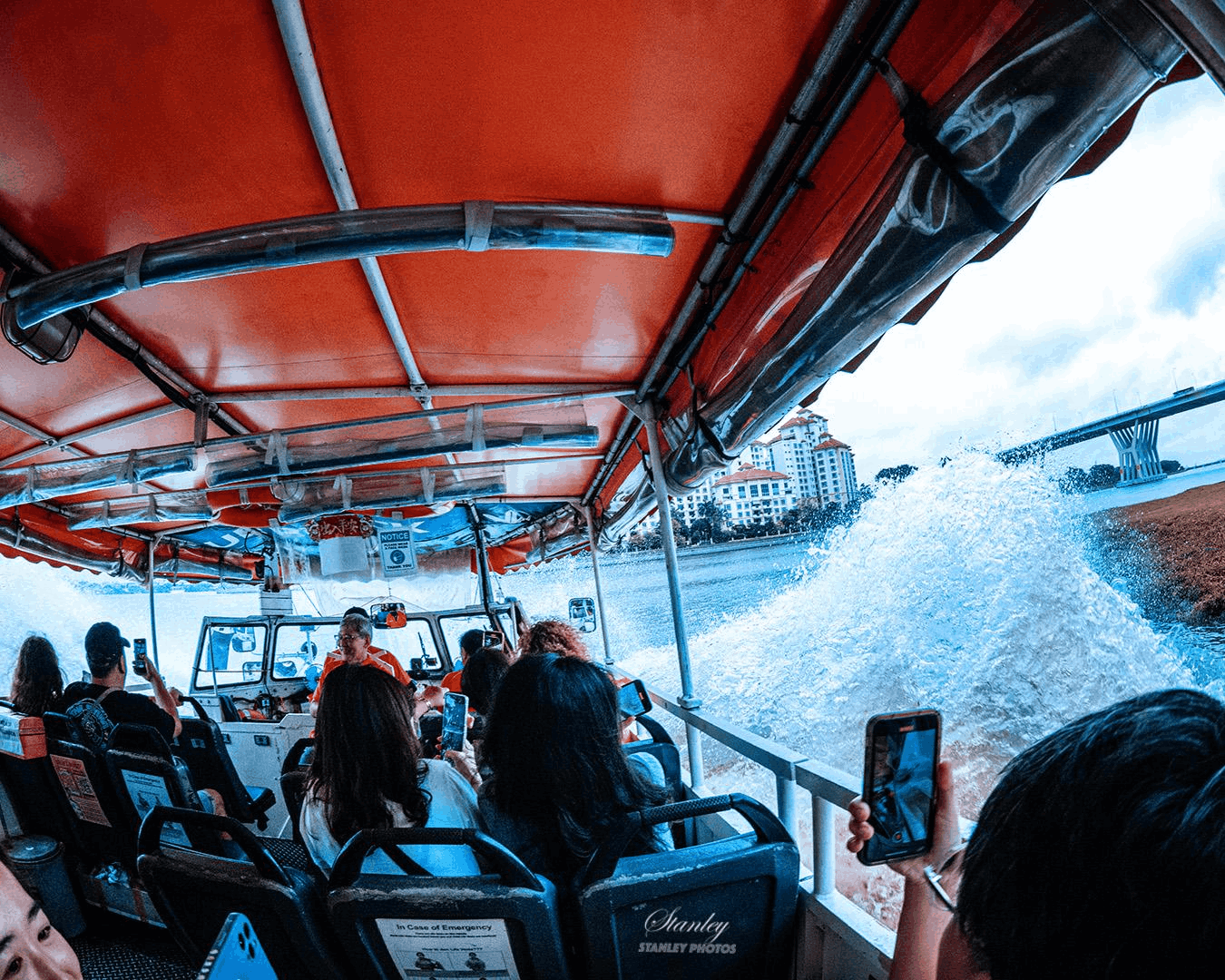 Indian family enjoying the Captain Explorer DUKW™ amphibious tour in Singapore