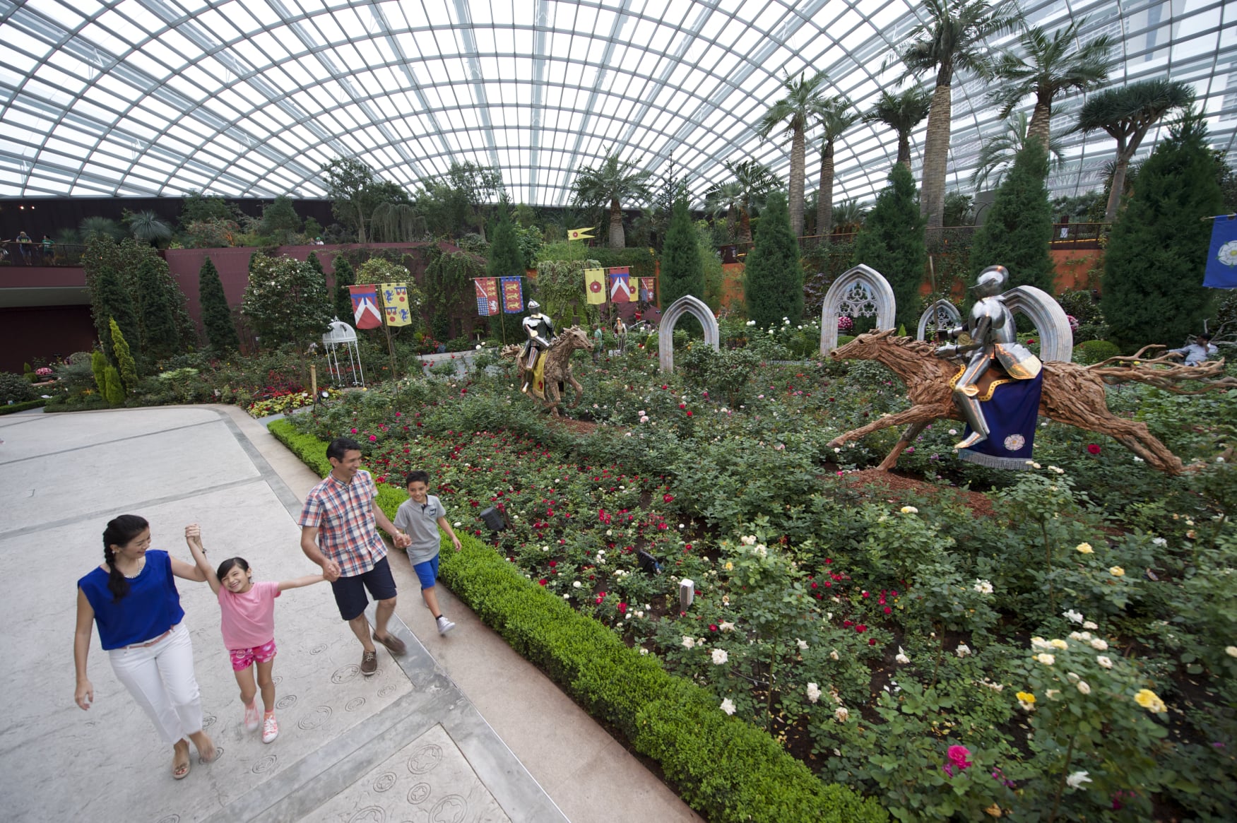 Family enjoying a conservatory at Gardens by the Bay during a 2025 adventure in Singapore