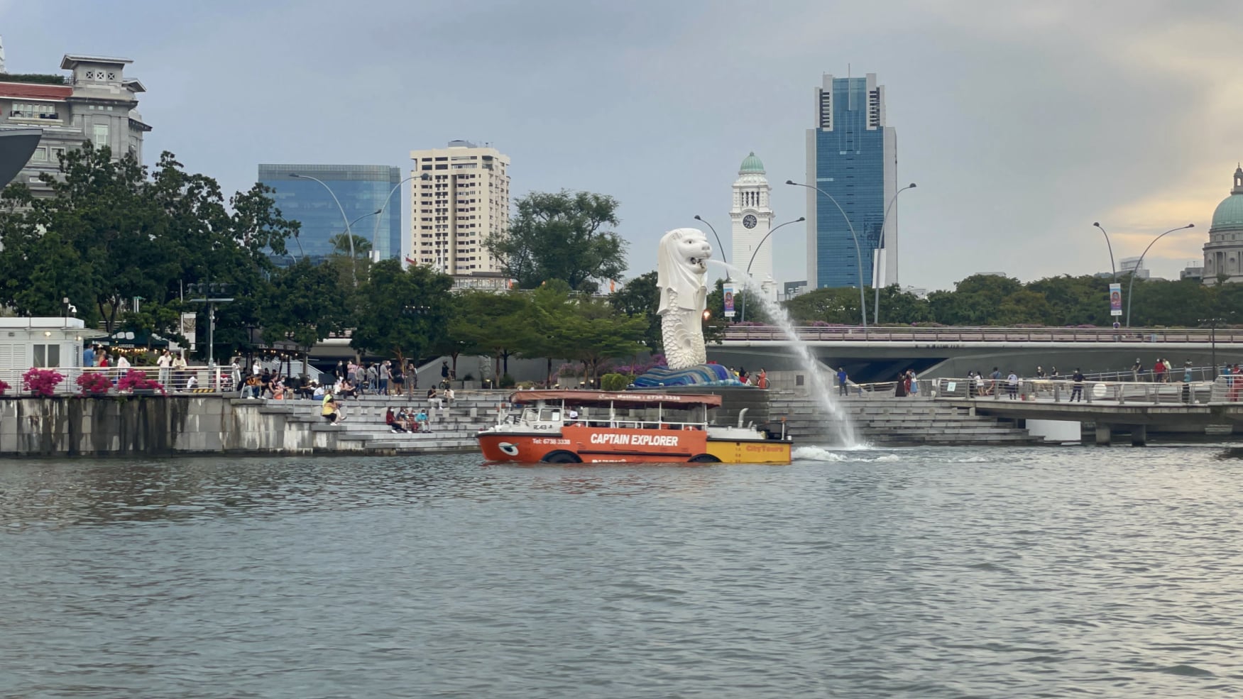 Family on the Captain Explorer DUCK Tour in Singapore during a 2025 family adventure