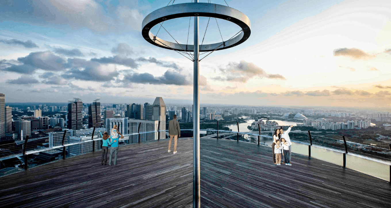 Family viewing on Marina Bay Sands SkyPark Observation Deck