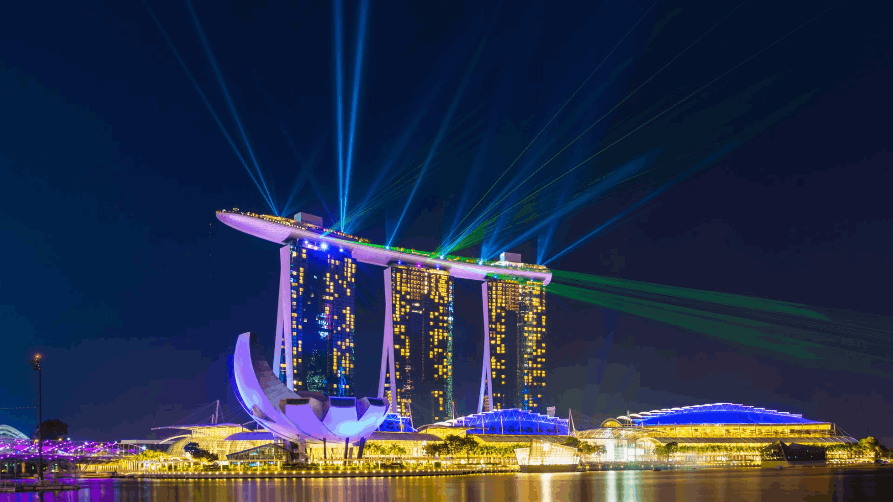 Light and sound show at Marina Bay Sands during Singapore’s 2025 New Year Countdown celebration