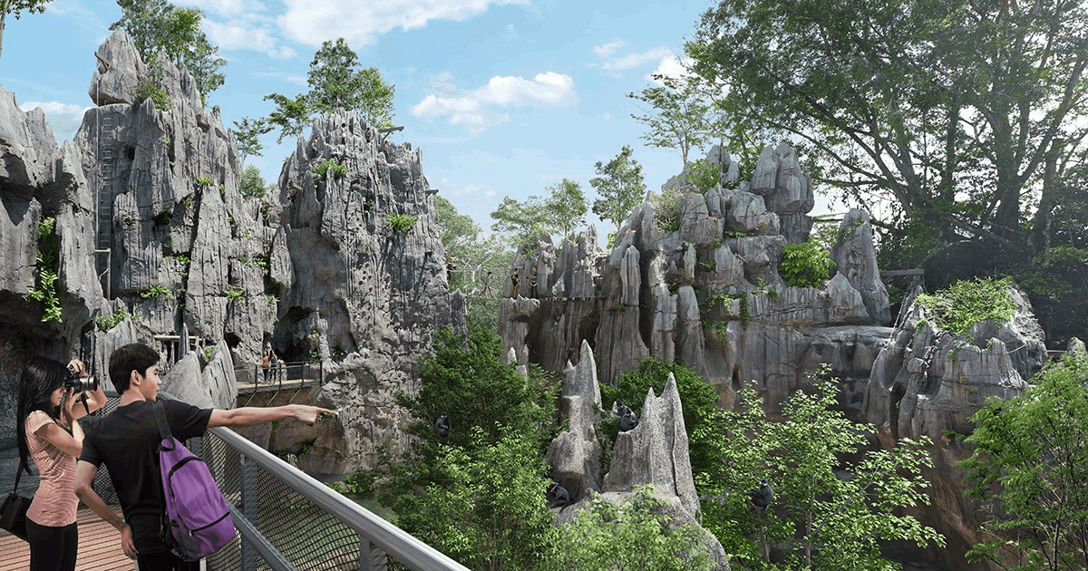 Mandai Rainforest Wild Asia featuring lush tropical landscapes, diverse wildlife habitats, and Asian animal species in a natural rainforest setting.