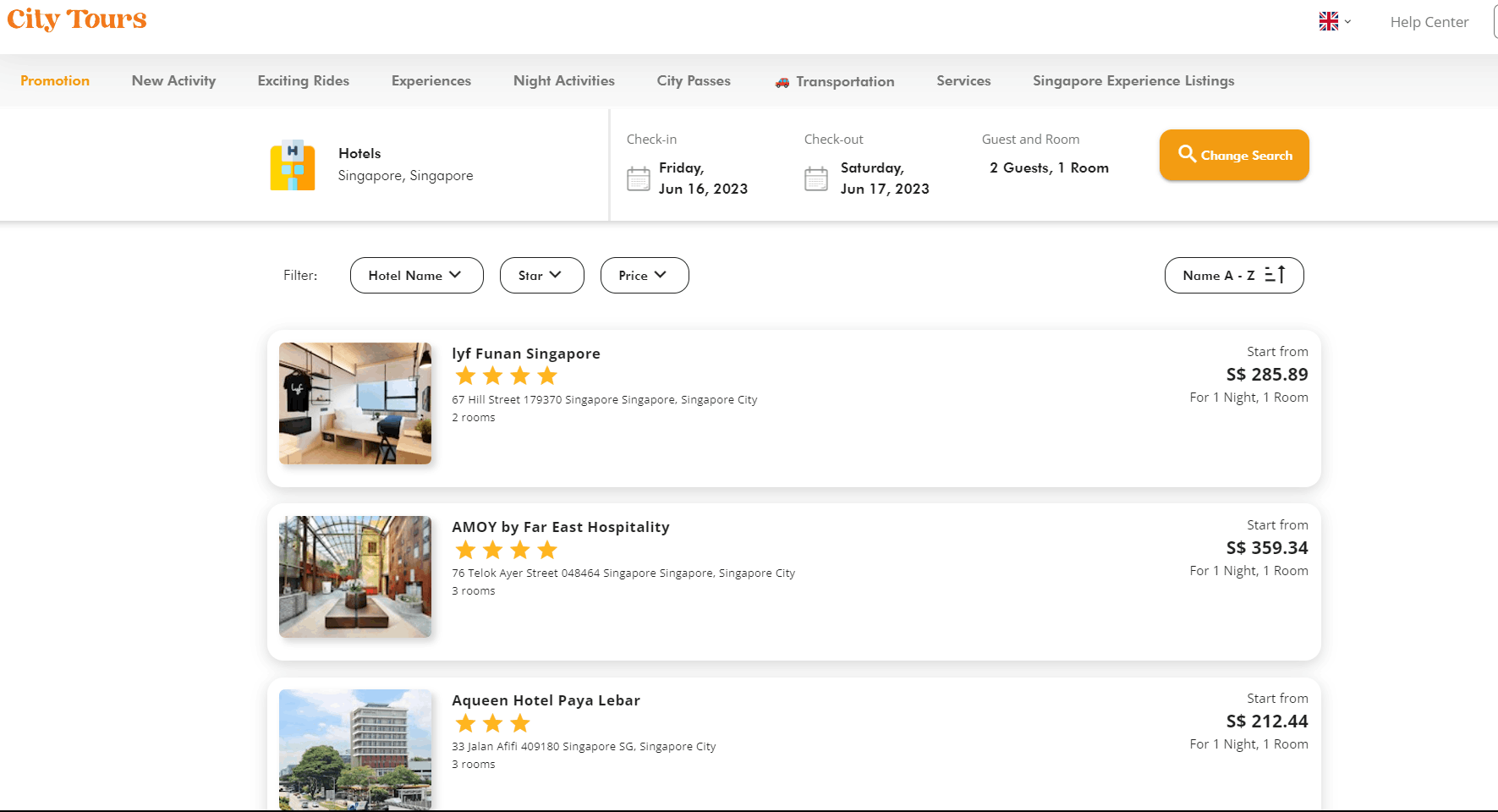 Singapore Hotel Stays Package