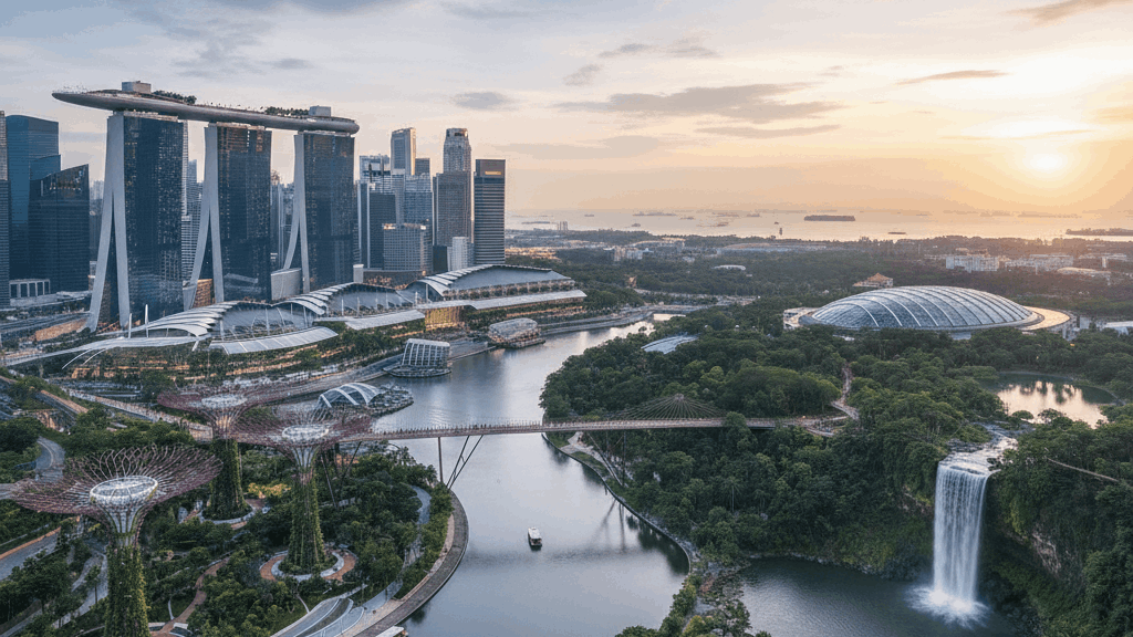 Modern Singapore landscape view with nature wonders