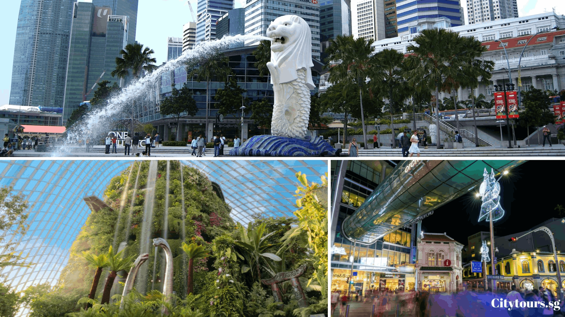 Singapore city highlights including the Merlion, Gardens by the Bay and Orchard Road, ideal for travellers planning a one-day stopover itinerary.